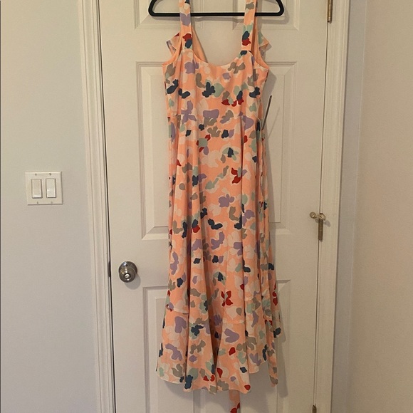 NWT. Anthropologie Peach Floral High Low Dress - Picture 7 of 12
